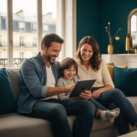 Famille protégée par sa mutuelle santé UTIK Care